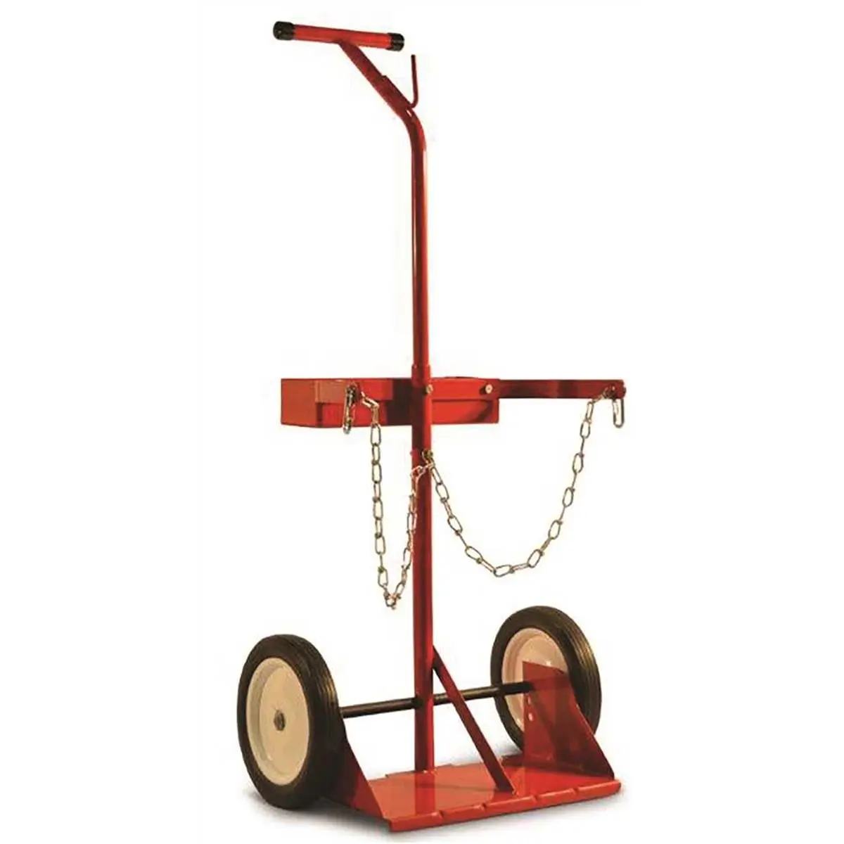 Milwaukee Steel KD Welding Cart - Red Professional Fully Assembled Steel Tool Cart with Chains, Hooks, 2-Tank Oxygen or Acetylene Capacity, 200 lb Load Limit, 10-inch Puncture-Proof Tires, 14" Depth, 22-in Width, 36 lbs Weight, 46.5-in Height, for Pros