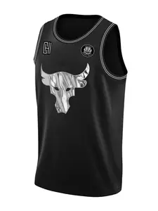 Men's Bull Head Print Round Neck Tank Top, Loose Casual Striped Trim Sleeveless Top for Summer, Fashion Men's Top for Daily Wear, Vest Tank Top