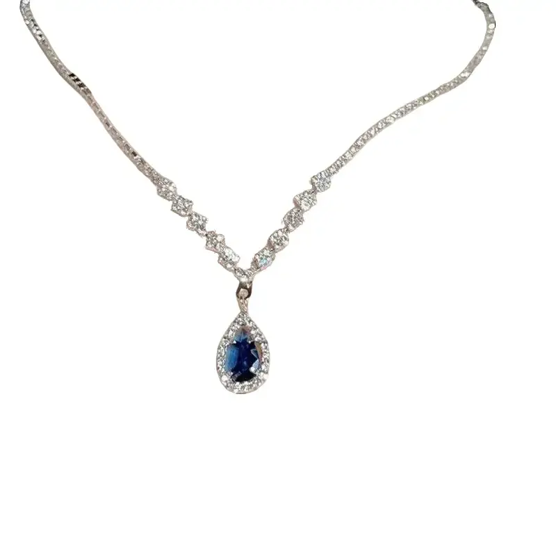 Royal Raindrop Sapphire Crystal Necklace