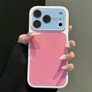 Summer color blocking dopamine new lens film shock-absorbing phone case suitable for iPhone 17 16 15 14 13 Pro Max, instantly changing to 17 large windows, cute, fashionable and versatile phone protective case Cover