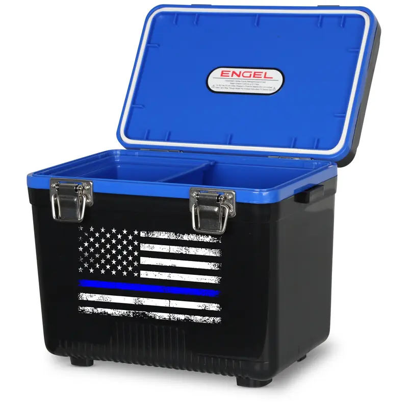 ENGEL COOLERS 7.5 Qt Thin Blue Line Portable Lunch Cooler - Personal Option with Insulated and Airtight, Nonslip Design, Drybox Functionality