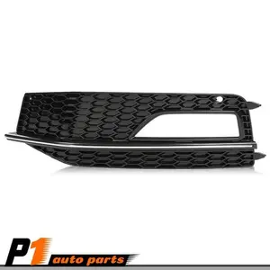 Fit For Audi A4 13-16 Quattro S4 S-Line Fog Light Grille Left Side Black Chrome