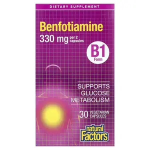 Natural Factors Benfotiamine, 30 Vegetarian Capsules (165 mg per Capsule)