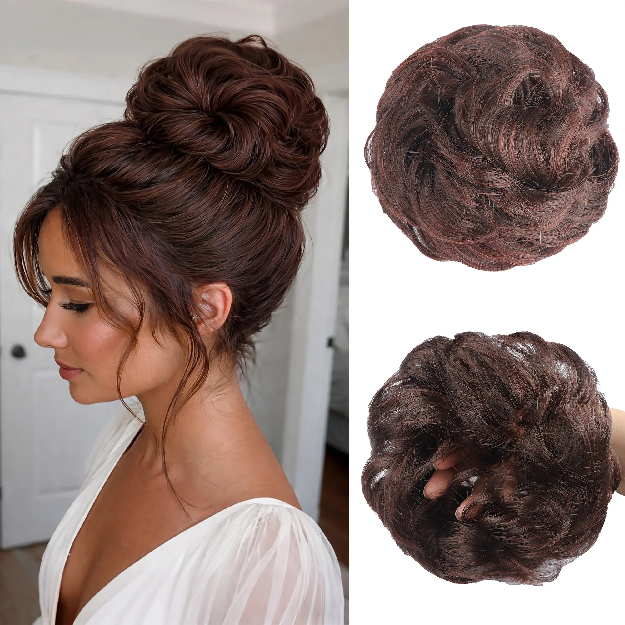 Women's Synthetic Hair Hairpieces - Messy Bun Synthetic Fiber Updo Extension for Daily Ponytail Styling