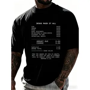 Jesus Paid It All Receipt Design Men T-Shirt Cotton Clothing