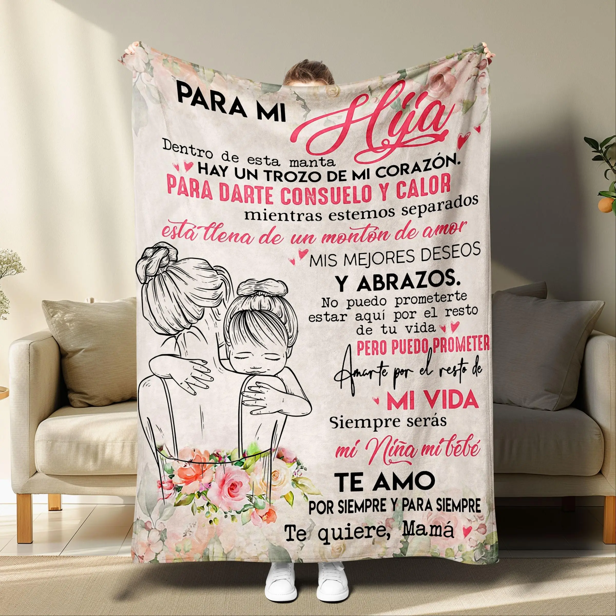 Letter & Figure Pattern Family Blanket, 1 Count Soft Throw Blanket, Air-conditioned Room Blanket, Warm Nap Blanket for Home Office Travel Camping