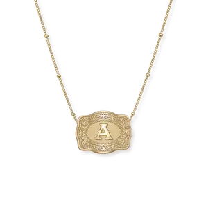 SpurWest Mini Belt Buckle Necklace (Initial) - Gold