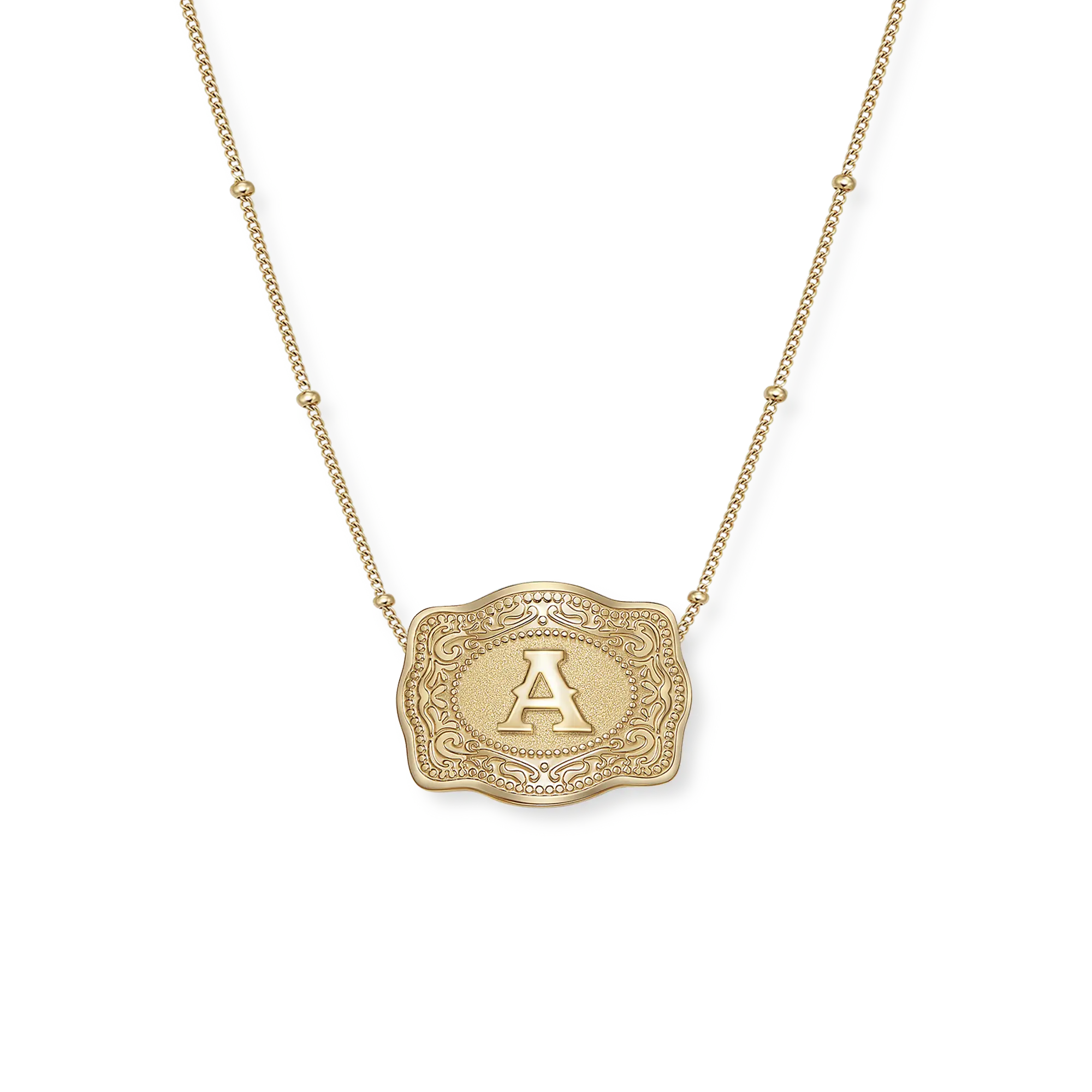 SpurWest Mini Belt Buckle Necklace (Initial) - Gold