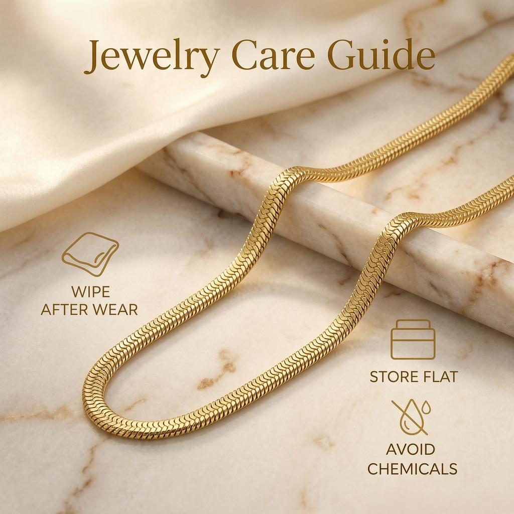 Flexible Stainless Steel Herringbone Serpentine Chain Necklace Gold-Tone 7.5-24 Inch Lengths 7mm Wide Hypoallergenic Gift Box Included