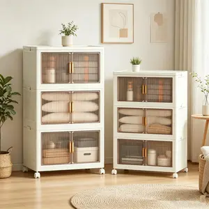 Mobile Stackable Storage Organizer – Transparent Visible Door, Large Capacity, All-in-One for Toys, Books & Snacks