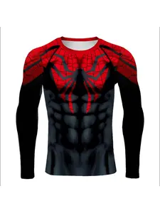 Compression Shirts for Men Long Sleeve Comics Spider Cosplay T-Shirt Superhero Top Elastic Fitness Sportwear Fitness Top Clothes Gym Sportswear