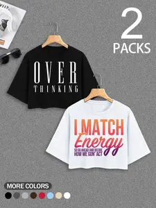 Women's Casual Round Neck Short Top Set, Versatile Fashionable Summer, Perfect for Outdoor Shopping and Party Womenswear, Lady
