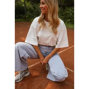 Women's Thick Cotton Fabric Loose White T-Shirt