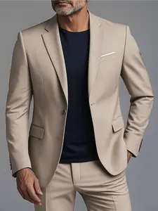 2pcs Classic Suit Set- Men's Formal Wear- High Quality, Comfortable Fit, Stylish Long Sleeve Jacket and Pants Combo for Weddings, Parties, Formal Events, Business Meetings, and Special Occasions