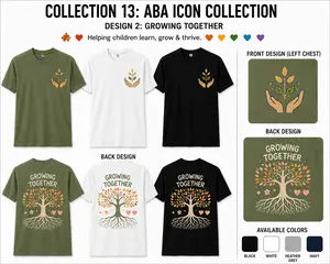 Growing Together ABA Shirt – Autism Awareness Tree of Growth Tee | BCBA, RBT, Special Education Teacher Gift