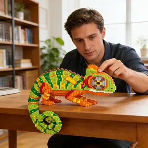 Chameleon 3D Puzzle Building Blocks Decoration, Bookshelf Home Office Cabinet Decor, Party Living Room TV Stand Display, Ideal Gift