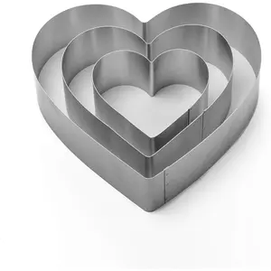 Large Heart Cookie Cutter Set-4/6/8 Inch Heart Cake Mold Ring Pancake Mold Valentine Day Gift Stainless Steel