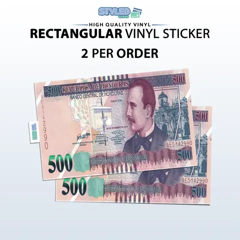 500 LEMPIRAS rectangular vinyl STICKER