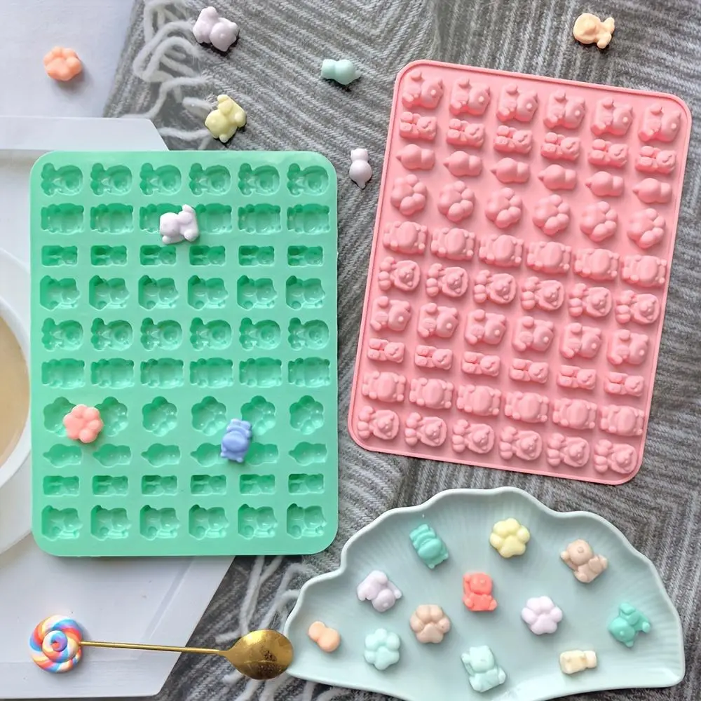 1pc 60-Cavity Silicone Mini Animal Molds Chocolate & Sweet Moulds, Multiple Cavities Chocolate & Sweet Moulds for Ice Cubes, Handmade Cakes, Kitchen Baking Accessory Tool