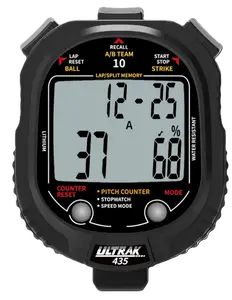 ULTRAK 435 Pitch Counter With Strike Percentage & Pitch Speed Monitor - 10 Memory Stopwatch