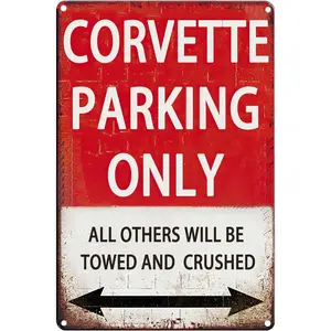 Corvette Gifts For Men, Vintage Garage Metal Signs Tin Corvette Sign Funny Car Poster Room Accessories Man Cave Wall Art Decor Corvette POnly 8x12 Inch