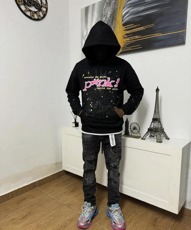 Nevermind the Spider, Here's the Slime - Unisex Hoodie Print Short Fashion Menswear Sweaters Tops Letter & Spider Web Print for pattern Autumn Hoodie