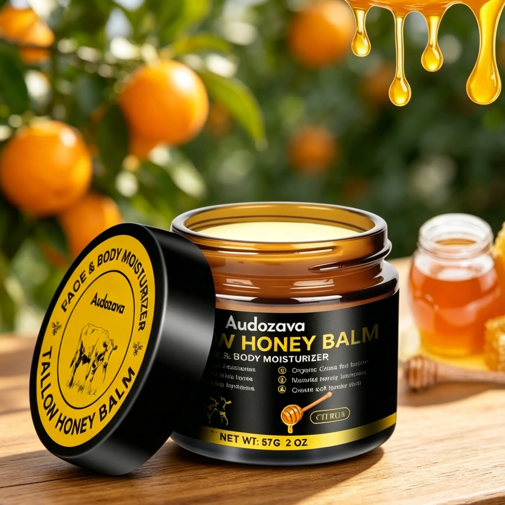Beef Tallow for Skin, Beef Tallow for Face, Hydrating Tallow Balm with Raw Honey and Beeswax, Grass-Fed Beef Tallow & Raw Wild Honey Blend, Body & Face Moisturizer, Natural Formula, Light Scent Moisture Boost Cream