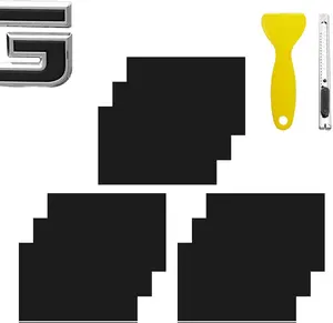 B BRAZIFY Compatible with Bowtie Emblem Wrap Kit GMC Logo Overlay Vinyl Wrap with Squeegee and Cutter (9PCS Pure Black)