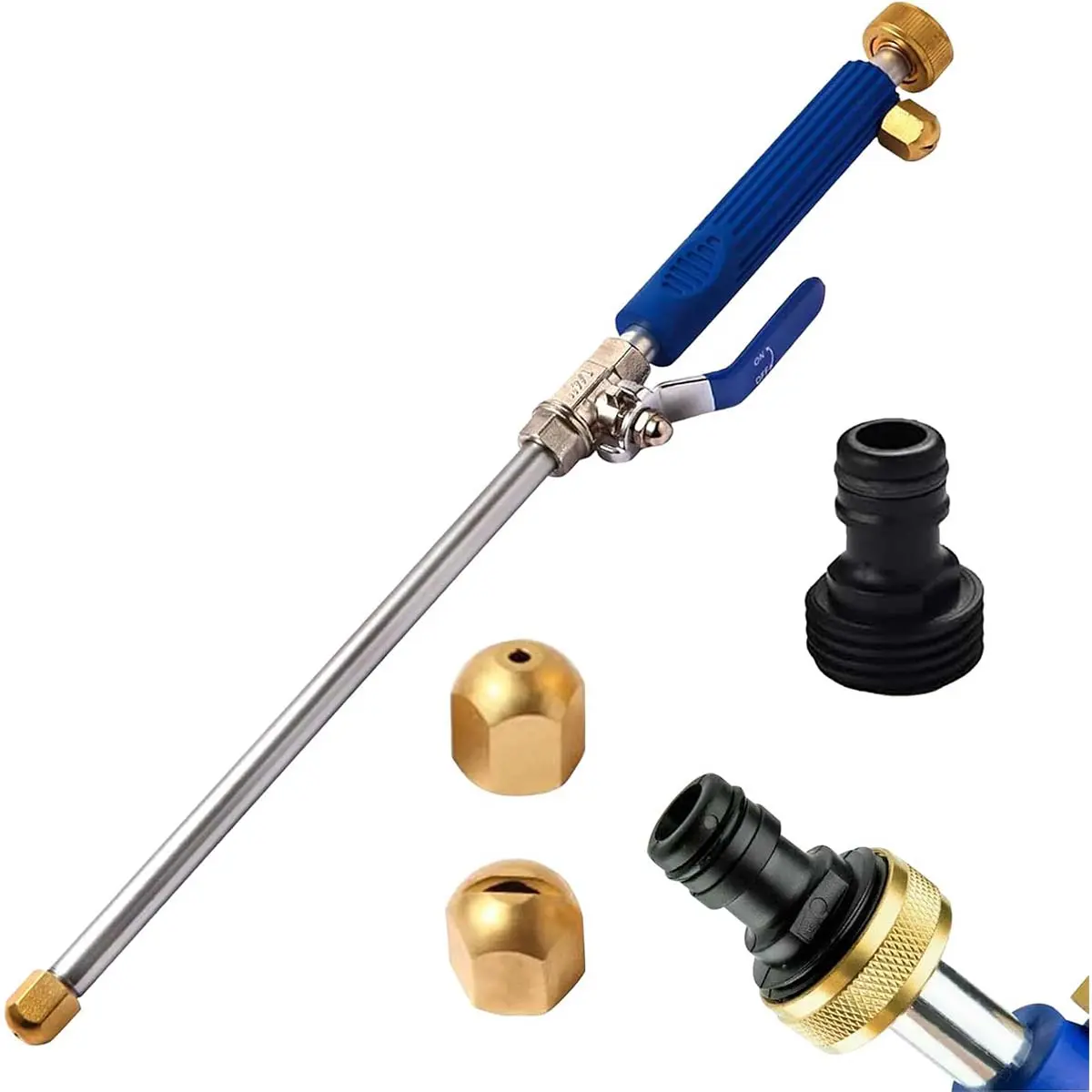 Aluminum Alloy Power Washer Wand, 39" Extendable Hose Attachment with Jet & Fan Spray Nozzles for High-Pressure Car and Gutter Cleaning, Metal Wand