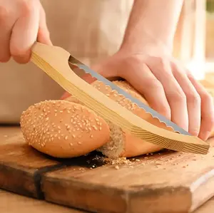 Sourdough French Bread Bow Knife, Wooden Handle Serrated Knife, Bread Cutter Slicer, Baguette Cutter, Texas Bread Knife, Christmas Gift Serrated Wooden wooden sourdough