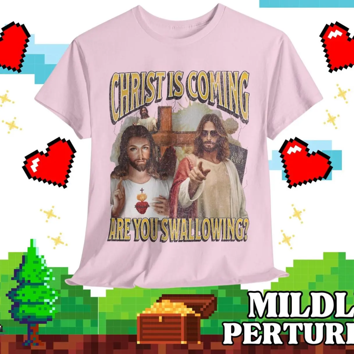 Christ Is Coming Are You Swallowing Funny Offensive Jesus Bootleg T-shirt, Unhinged Funny 90s Graphic Tee, Sarcastic T-shirt