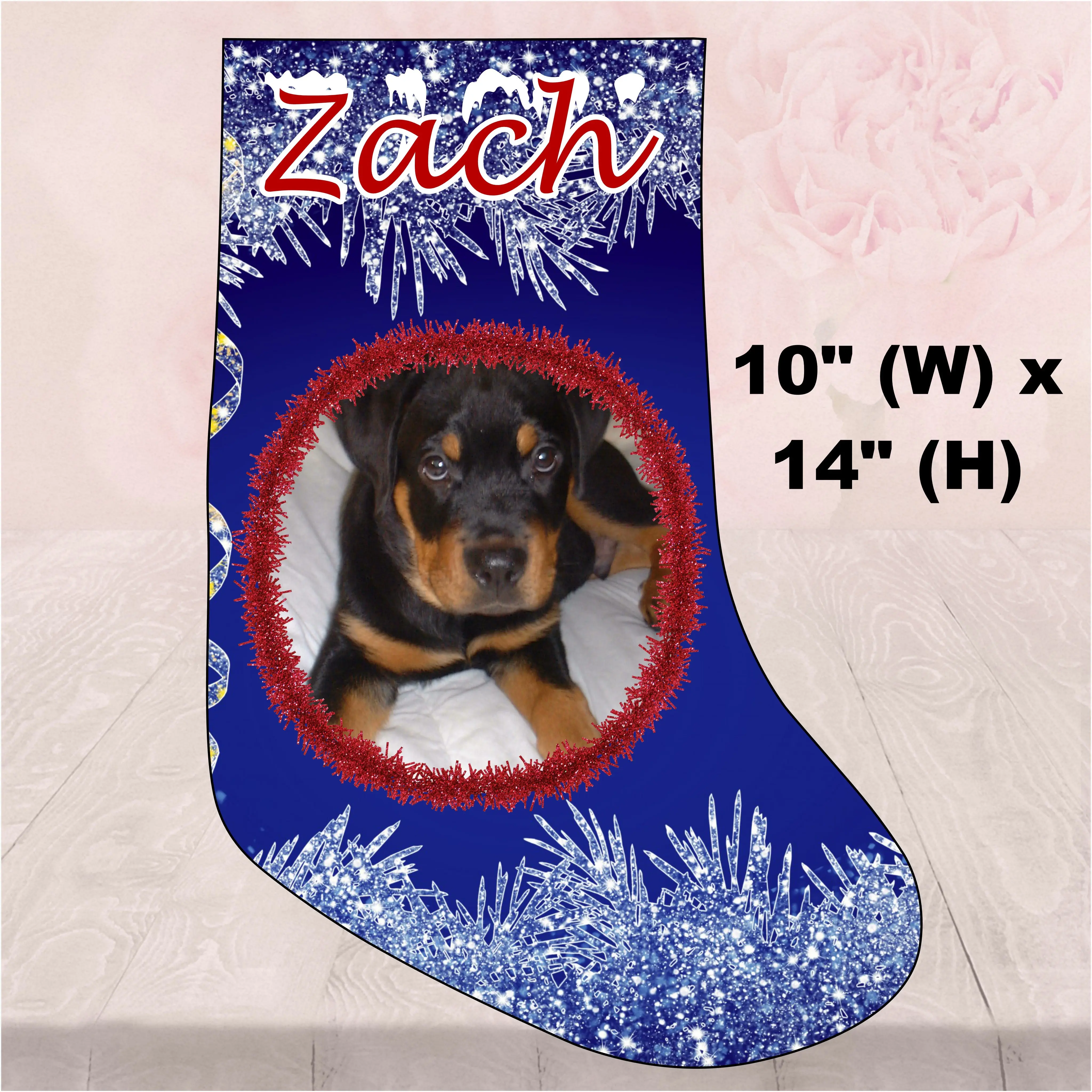 Customizable Sublimation Christmas Pet Stocking, 10x14" Polyester Festive Home Decor with Hanging Tag, 10" (w) Personalized Festive Decoration