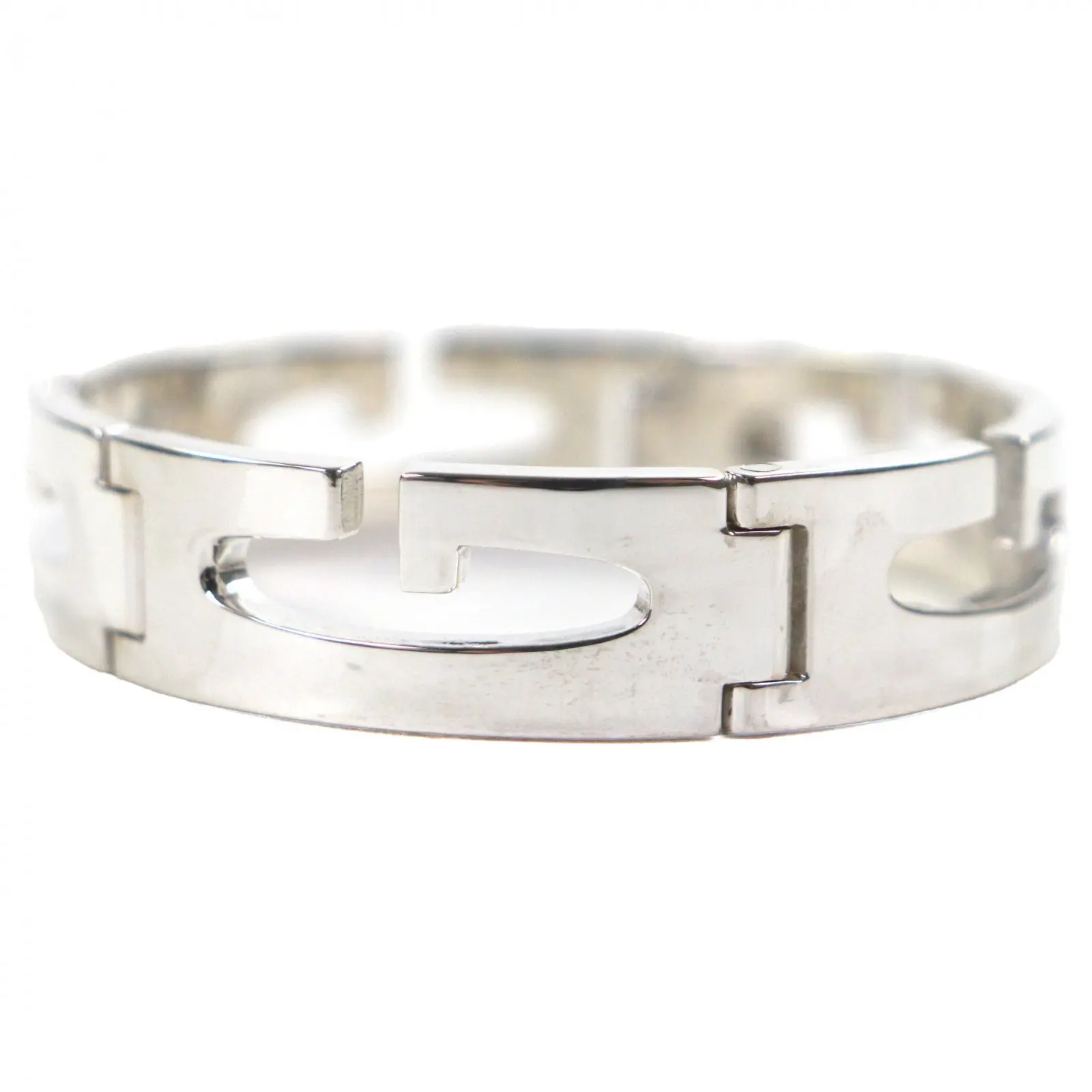 Pre-owned GUCCI Sterling Silver 925 (Ag925) Small Leather Goods G Logo 925 Silver Bracelet