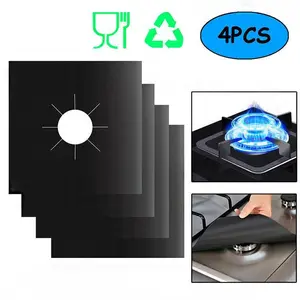 4 Piece Gas Stove Protector Cooker Lid Liner Cleaning Pad For Kitchen Cookware Accessories Pieces Reusable Boiler Hood Protectiv Cover