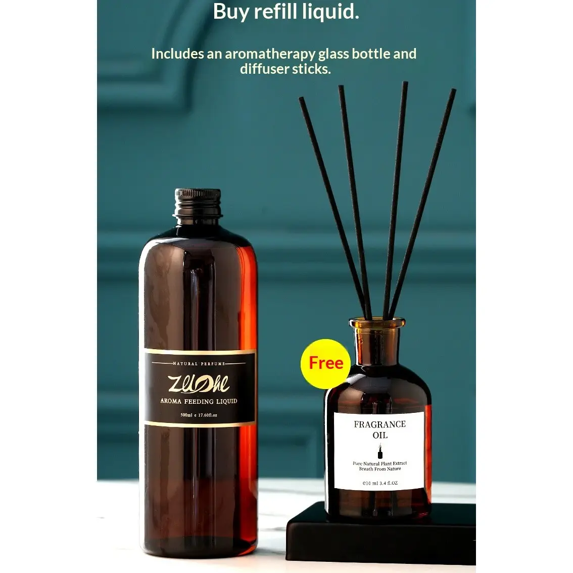 500ML Flameless Rattan Reed Aromatherapy Fragrance Diffuser Oil, Luxury Tea Scent Aromatic Scents for Home and Car, Ideal for Bedroom, Bathroom, and Closet
