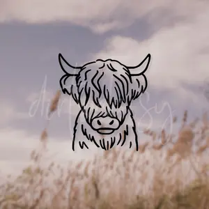 Highland Cow Decal, Western Stickers, Adhesive Vinyl, Waterproof/Weatherproof