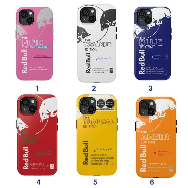 Drink Edition Redbull Collection Tough Phone Case Compatible with iPhone X, 11, 12, 13, 14, 15, 16 Pro Max and Samsung Galaxy screen protector Cover