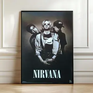 Iconic Nirvana Band Poster, Kurt Cobain With Band Print, Grunge Rock Trio Wall Art, 90s Grunge Music Hobby1 - (Unframe)