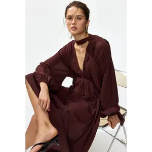 H&M Scarf-detail balloon-sleeved dress