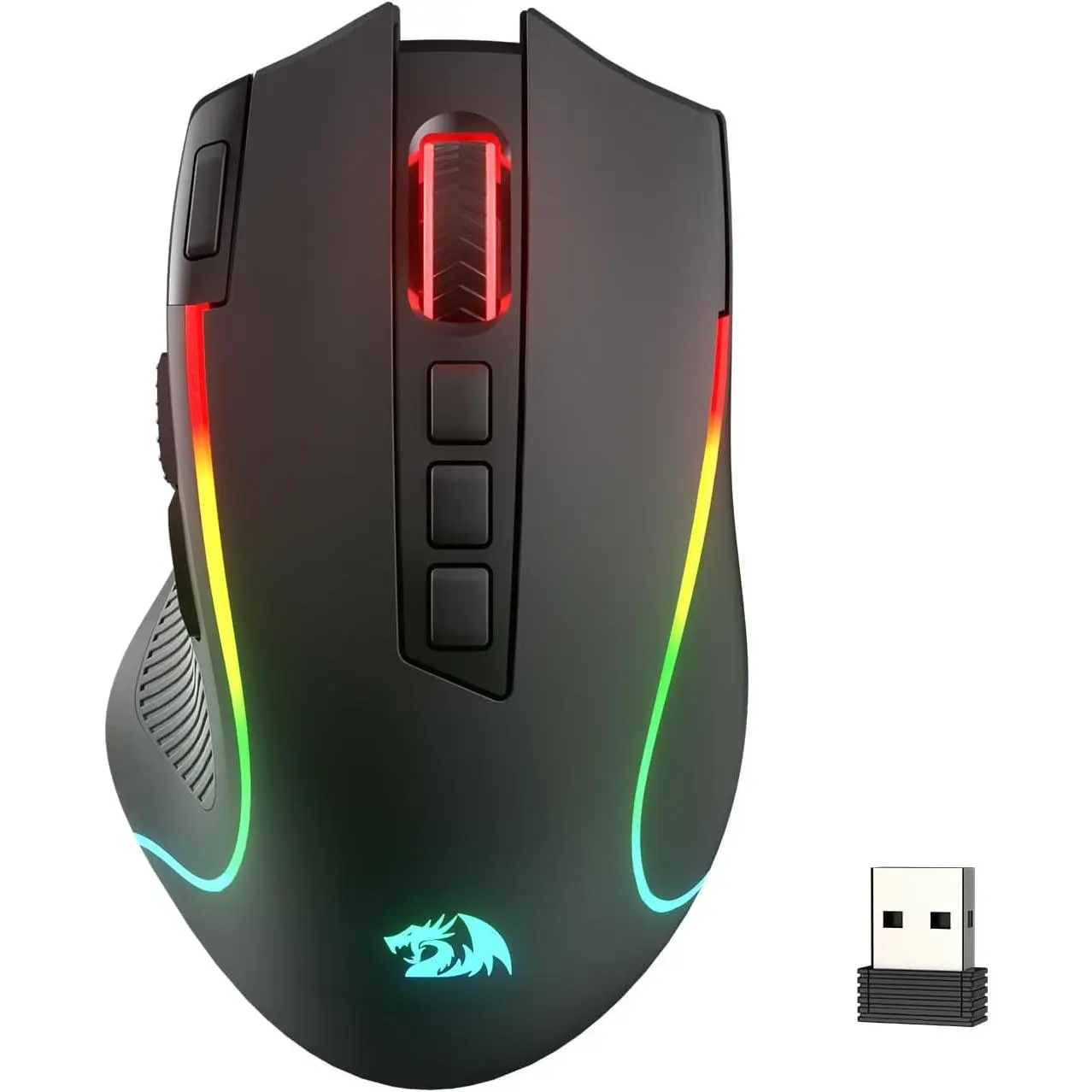 M612 PRO RGB Gaming Mouse - Wired-Optical Bluetooth 2.4G Mouse with 8000 DPI Sensor, 9 Programmable Buttons (Side Macro Buttons), 7 Backlit Modes, PU Coated Skin-Friendly Design, Software-Supported DIY Keybinds & Rapid Fire for Precise Movement