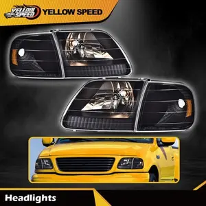 Fit For 97-03 Ford F150 Expedition Headlights Parking Lights+Signal Lights Black