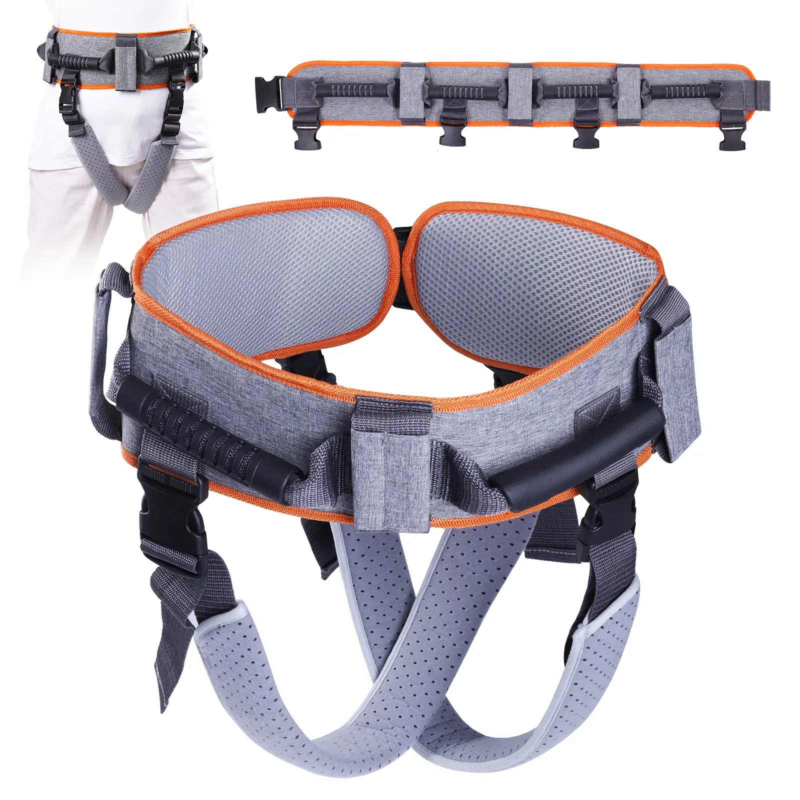 Transfer Gait Belt with 7 Handles & Detachable Leg Straps, Breathable Adjustable Mobility Support Belt, Non-Slip Transfer Assist Belt for Seniors, Adults, Home Care, Walking Assistance & Daily Mobility
