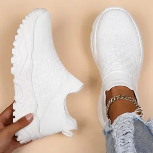 shoes for health carre workers Women‘s Summer Lace Up Low Top Casual Sneakers Solid Color Sneakers,Nurse shoes for women Summer Autumn Sneakers Comfortable Ankle Socks Shoes,Knitted Sports Running Shoes
