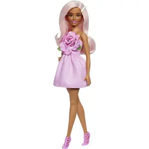 Mattel - Barbie Fashionistas Doll #238 in Strapless Rose Dress, Pink Hair With Barrette Accessory  [Collectible Figurine/Statue/Bust] Paper Doll