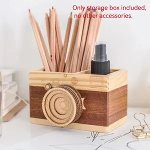 Vintage Wooden Camera-Shaped Storage Box, Organize Office and Bedroom Decor, Perfect Gift for Christmas and Birthdays