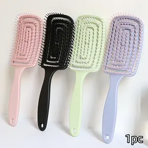 Square Hair Brush with Wide Bristles, Detangling Comb for Wet & Dry Hair, Anti-Knot Scalp Massager, Soft Bristles, Single-Sided