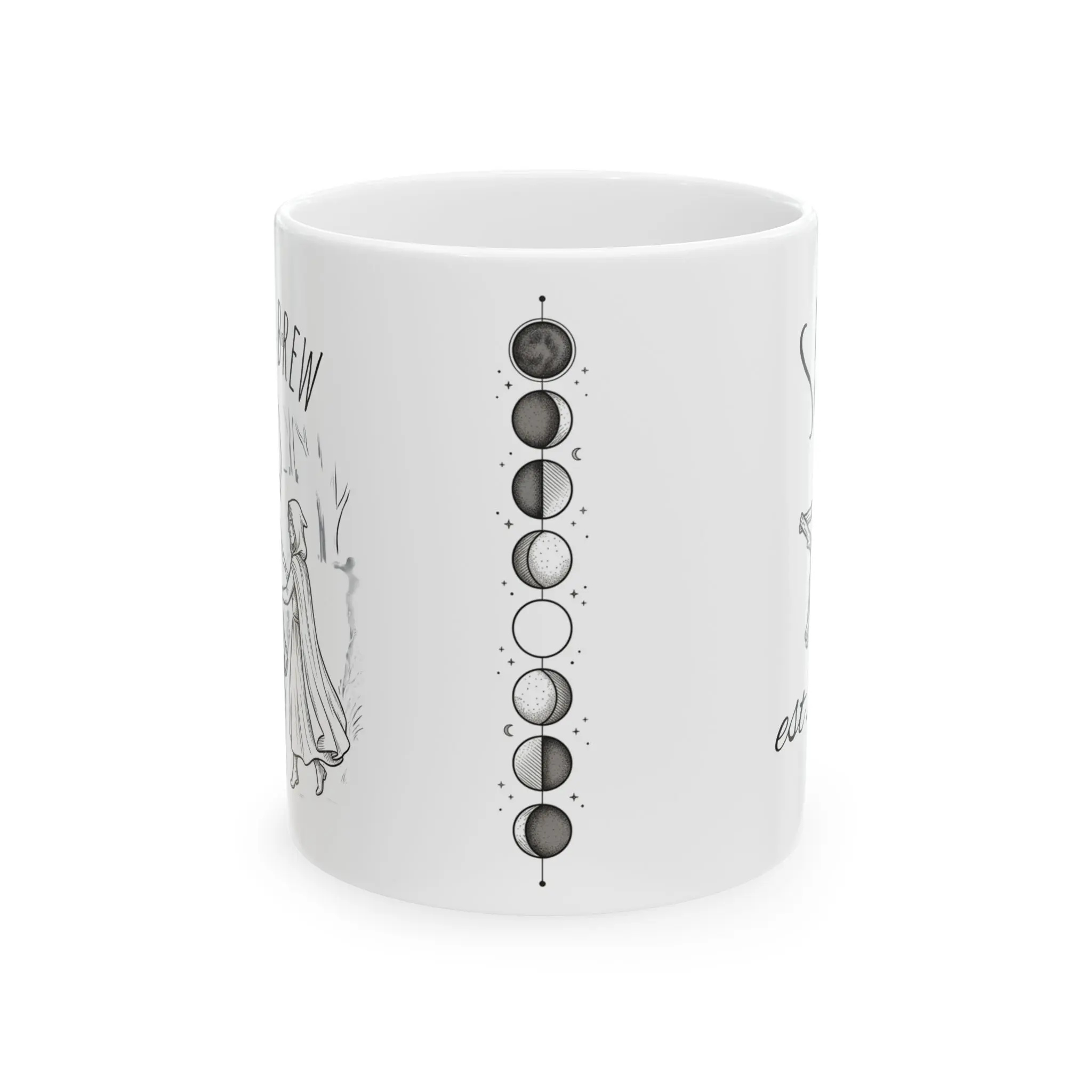 Classic Shape Cylindrical Form Lead-Free Microwave Safe Ceramic Mug - 11oz, 15oz, for Daily Use, Two Sizes