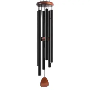 Vintage-Style 6-Tube Aluminum Wind Chime 26.8 Inch Deep Tone Metal Memorial Chimes Suitable for Outdoor Garden Patio Balcony Decor, Handmade Tubes Tuned for Soothing Melodic Sound Ideal Gifts for Men Women