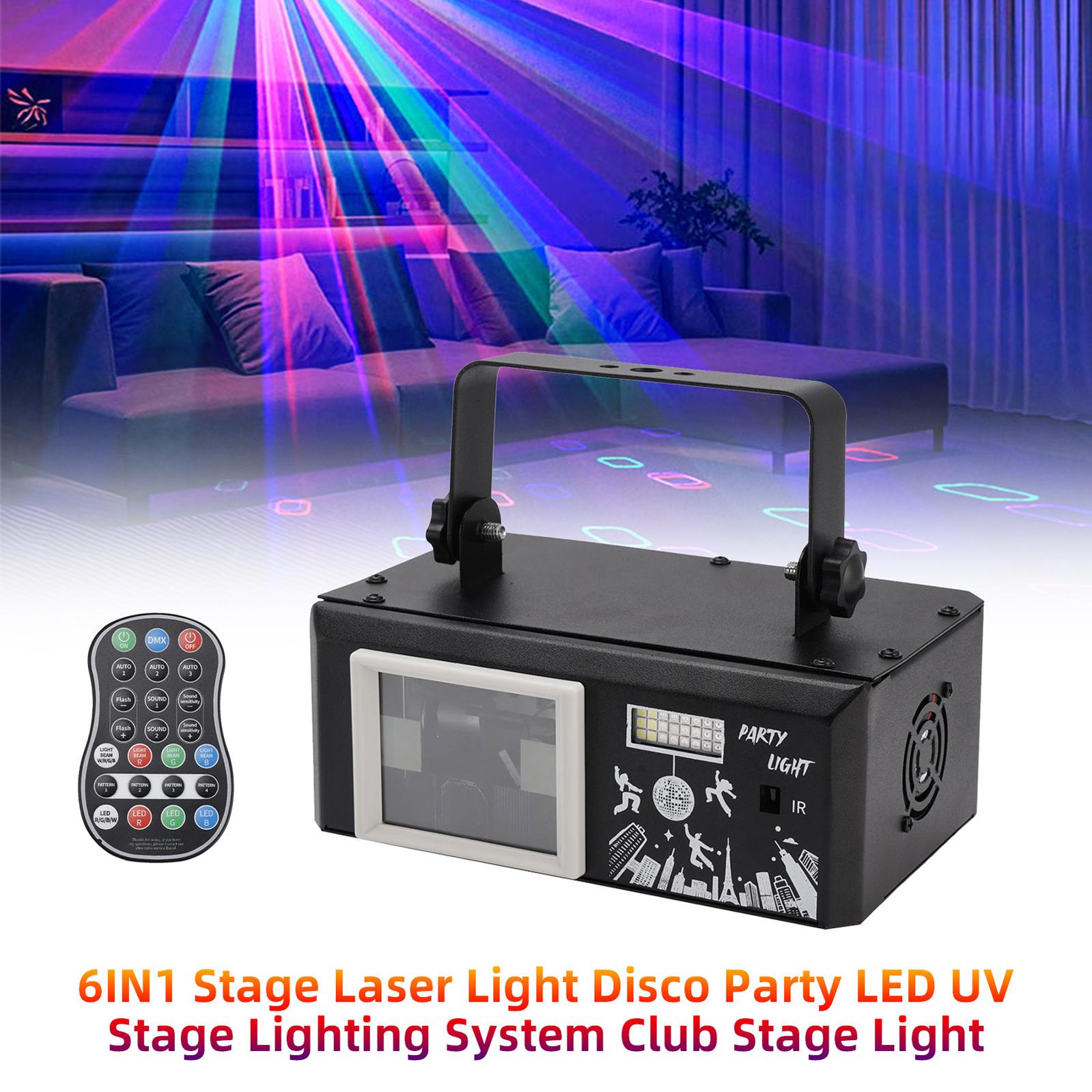 6IN1 Stage Laser Light Disco Party LED UV Stage Lighting System Club Stage Light 6IN1 Stage Laser Light Disco Party LED UV Stage Lighting System Club Stage Light