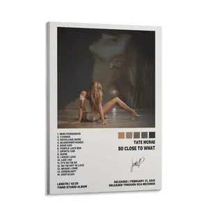 Poster: Canvas wall art for room aesthetics, bedroom decor; featuring an outstanding female rap singer “So Close” by MCRAE, retro album cover, signature, SCTW, large-size living room decoration